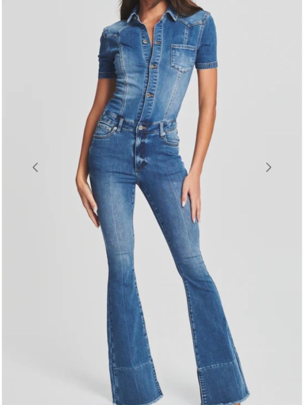 SER.O.YA Denim Flare Jumpsuit | Size S
